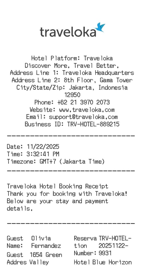 Traveloka Hotel Receipt Logo
