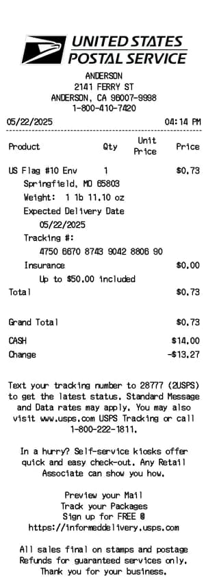 USPS receipt Logo