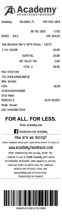 Academy Sports + Outdoors Receipt Logo