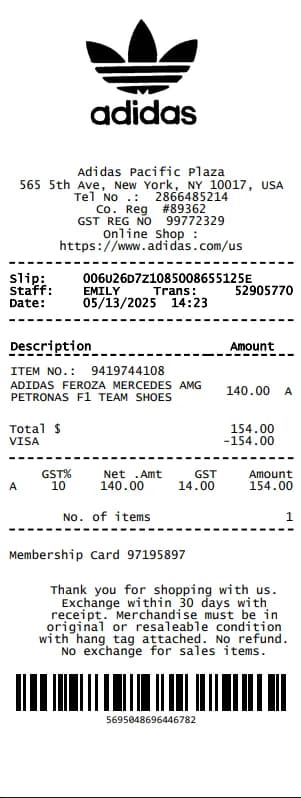 Adidas Receipt Logo