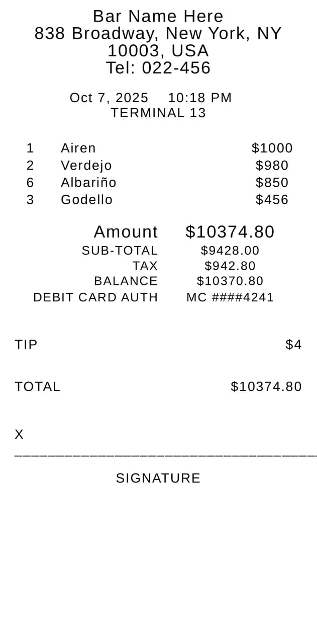 Bar Receipt Logo