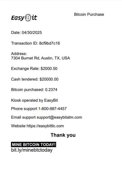 Bitcoin Receipt Logo