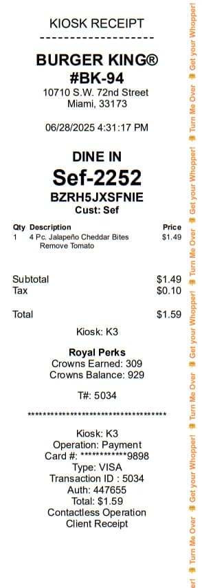 Burger King Receipt Logo