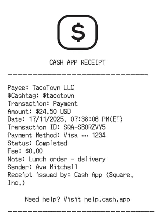 Cash App Receipt Logo