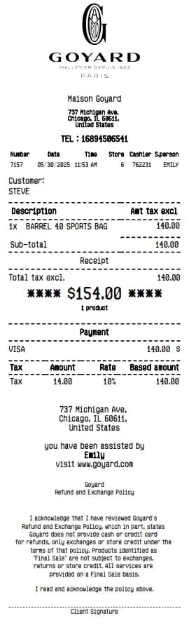 Goyard Receipt Logo