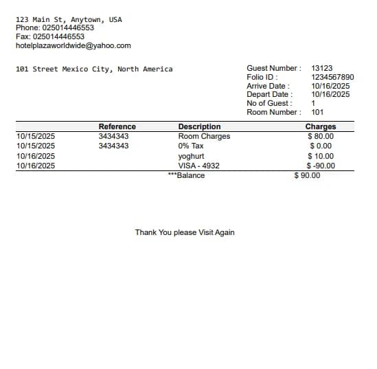 Hotel Receipt Logo
