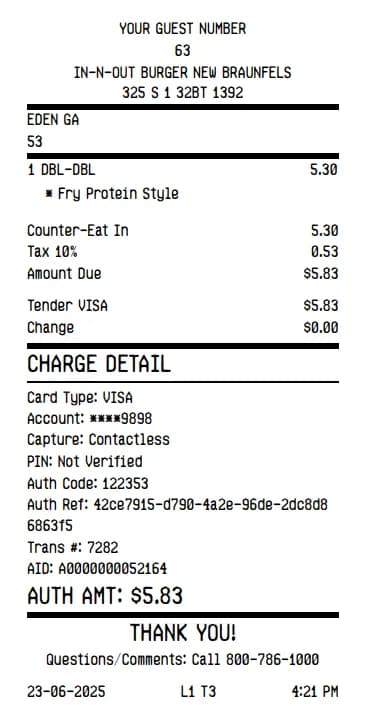 IN-N-OUT Receipt Logo
