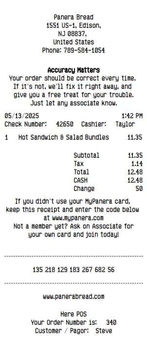 Panera Bread Receipt Logo