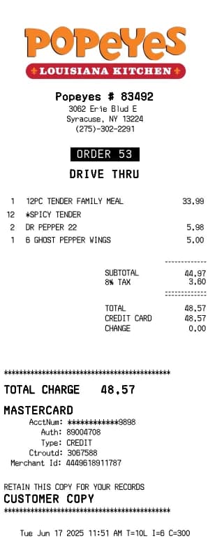 Popeyes Receipt Logo