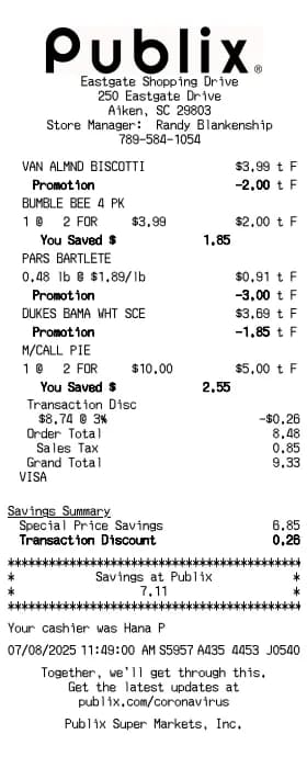 Publix Receipt Logo