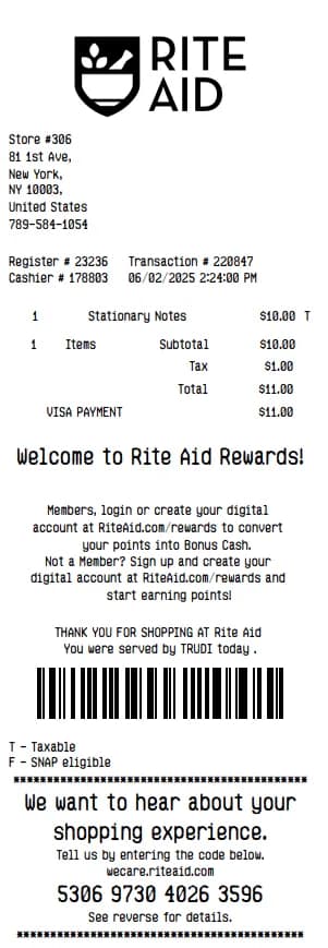 Rite Aid Receipt Logo