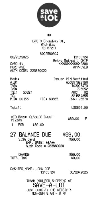 Save-a-Lot Receipt Logo